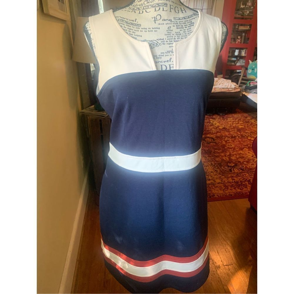 41 Hawthorn Cream Blue & Rust Dress